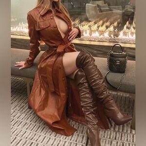 Faux leather jacket maxi dress fashion nova